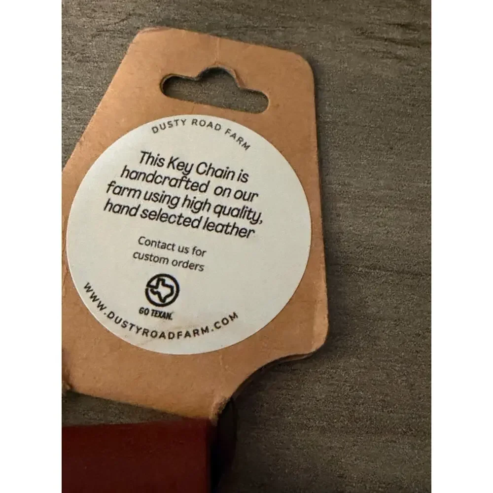 Dusty Road Farms Leather Key Fob Strap Keychain #463 New! Two! Texas DRF